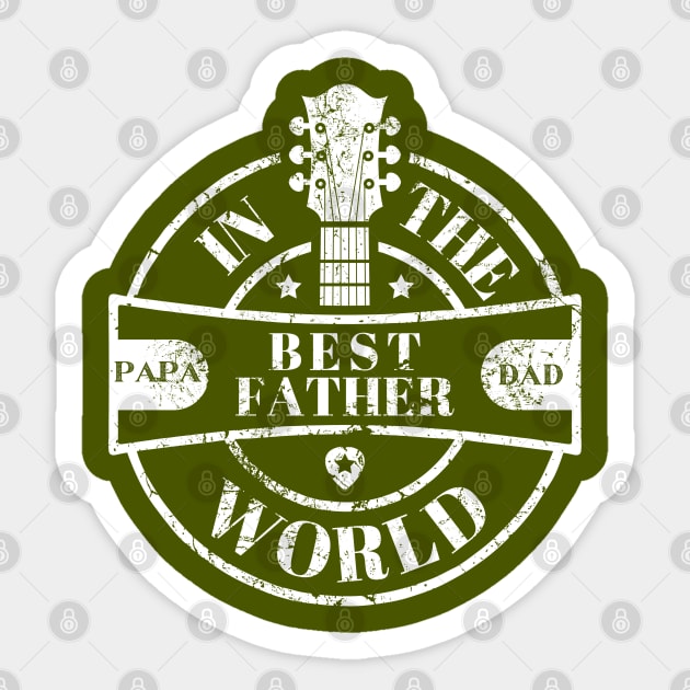 Best Father in the World [papa, dad]  Guitarist Sticker by Blended Designs